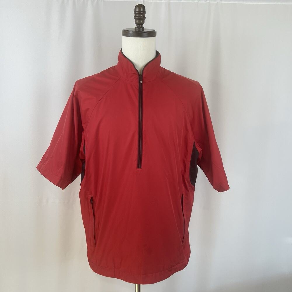 FootJoy Dryjoys Short Sleeve Waterproof Windbreaker Jacket Size M 1/4 Zip Tour